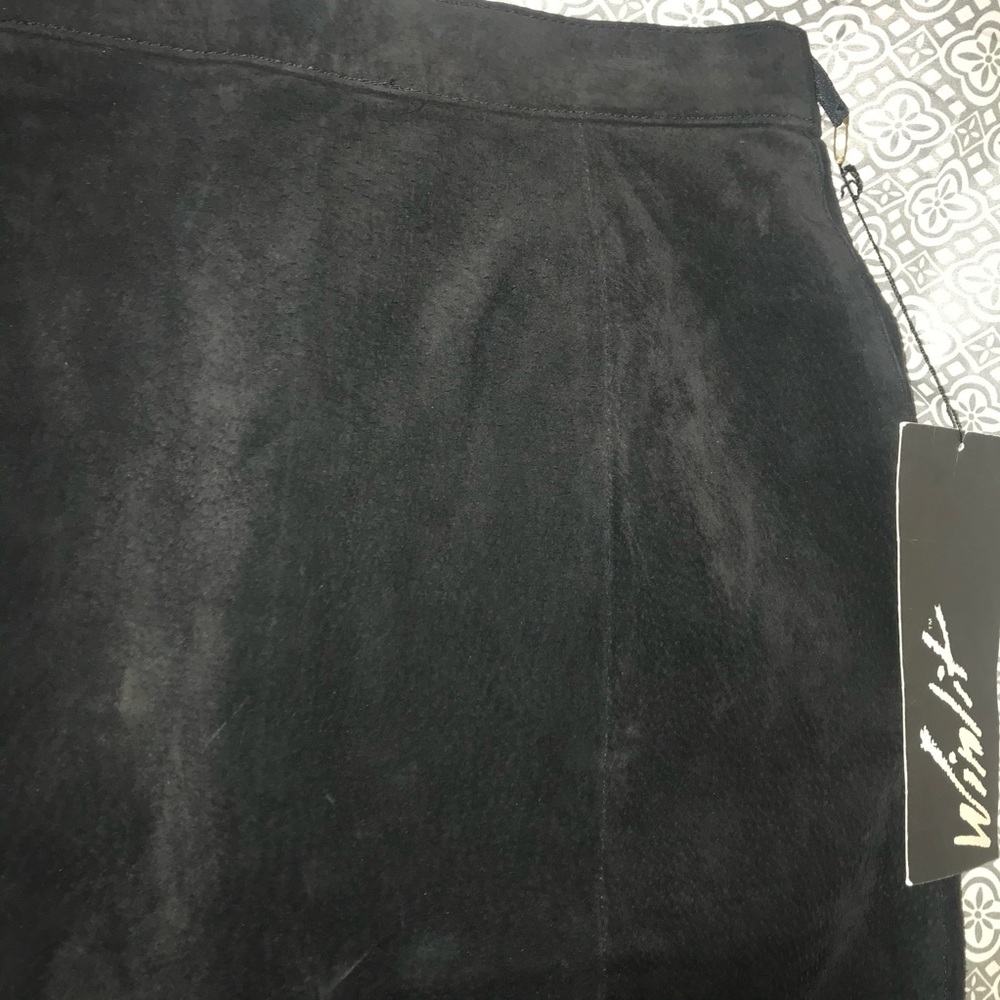 NWT Vintage Winlit Black Suede Leather Skirt - Picture 3 of 9